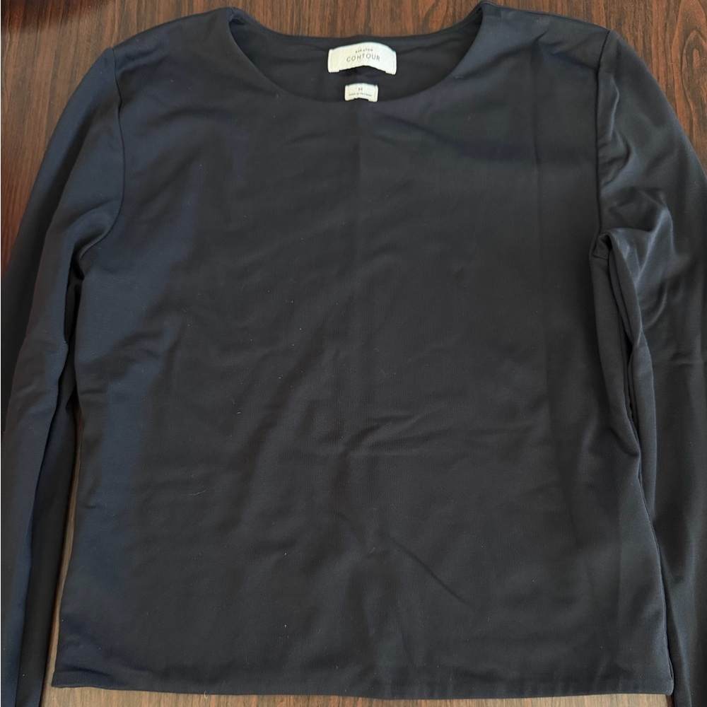 Aritzia Babaton Black Contour Crew Long Sleeve Top